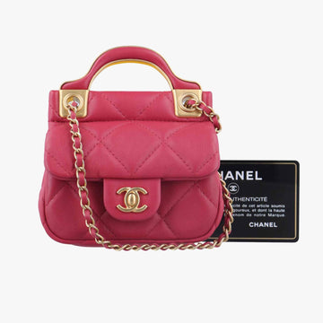 シャネル Chanel ショルダーバッグ レディース レディ ハンドル フラップ カード ホルダー ローズ レッド ラムスキン AP2271 31500062