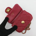 シャネル Chanel ショルダーバッグ レディース レディ ハンドル フラップ カード ホルダー ローズ レッド ラムスキン AP2271 31500062