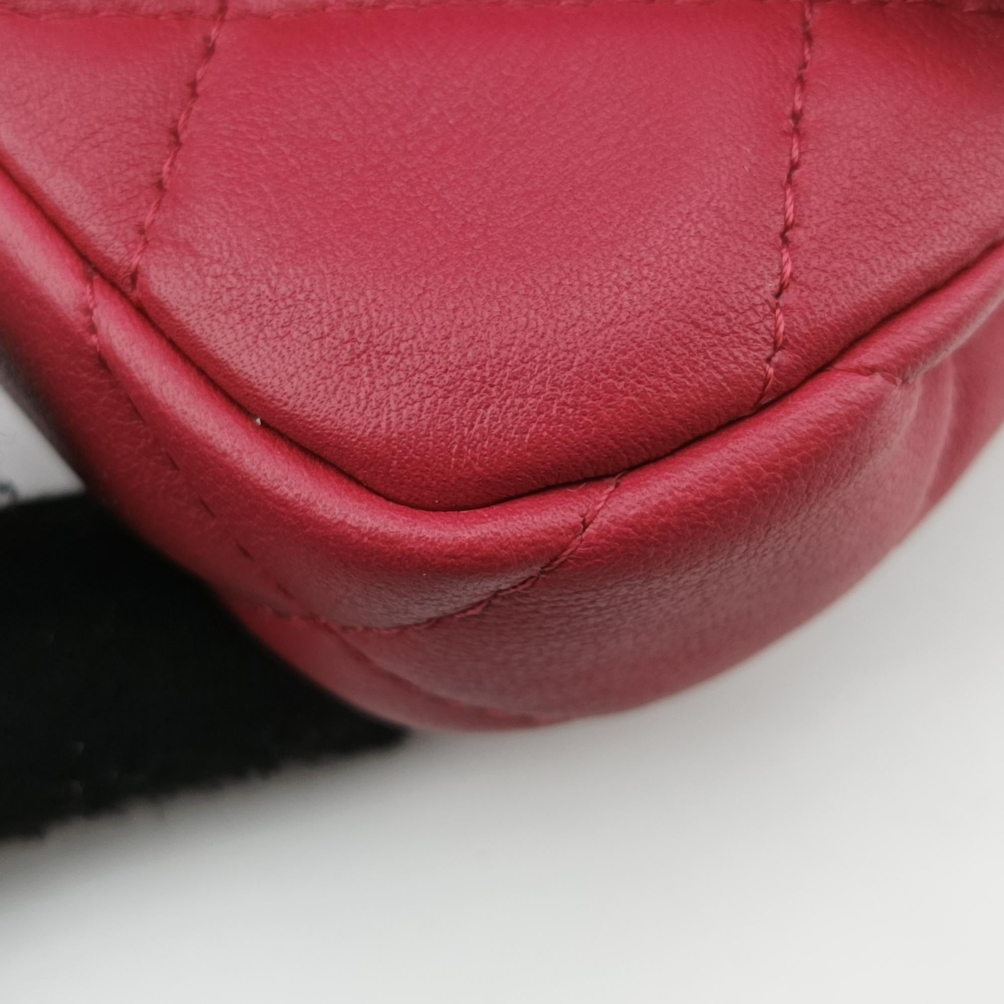 シャネル Chanel ショルダーバッグ レディース レディ ハンドル フラップ カード ホルダー ローズ レッド ラムスキン AP2271 31500062