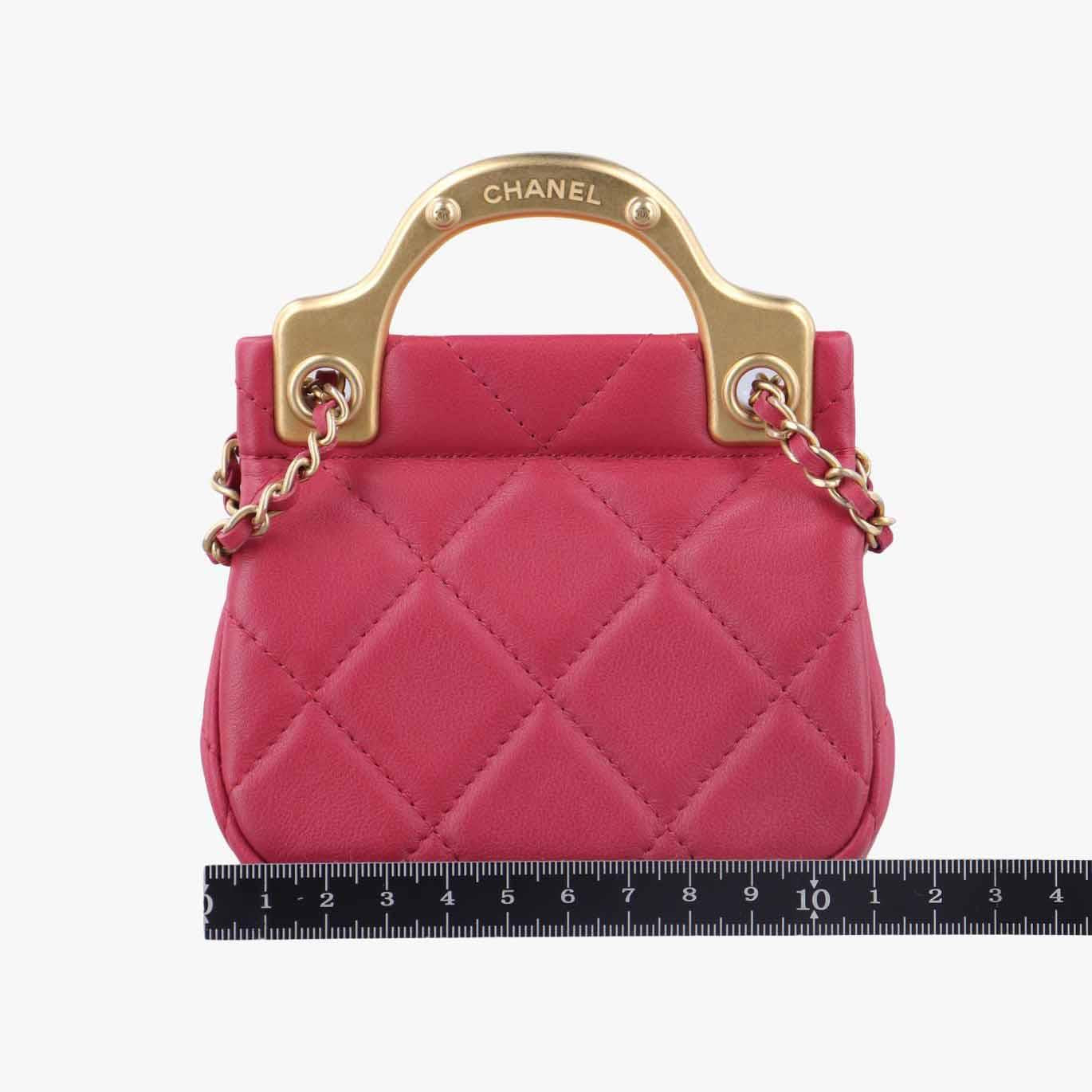 シャネル Chanel ショルダーバッグ レディース レディ ハンドル フラップ カード ホルダー ローズ レッド ラムスキン AP2271 31500062