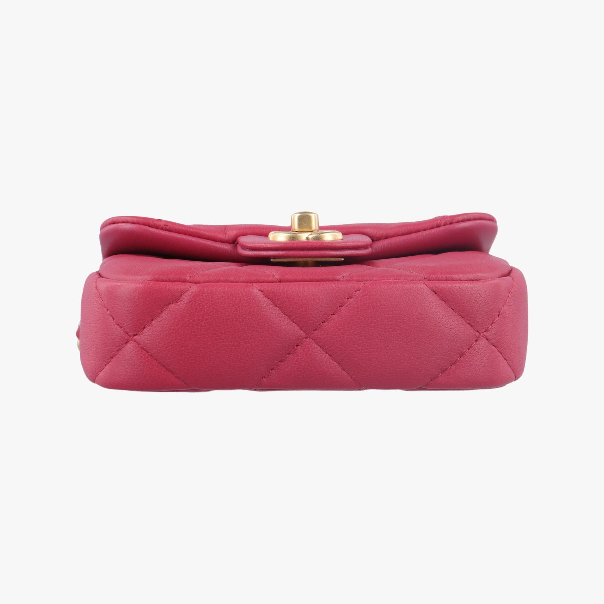 シャネル Chanel ショルダーバッグ レディース レディ ハンドル フラップ カード ホルダー ローズ レッド ラムスキン AP2271 31500062