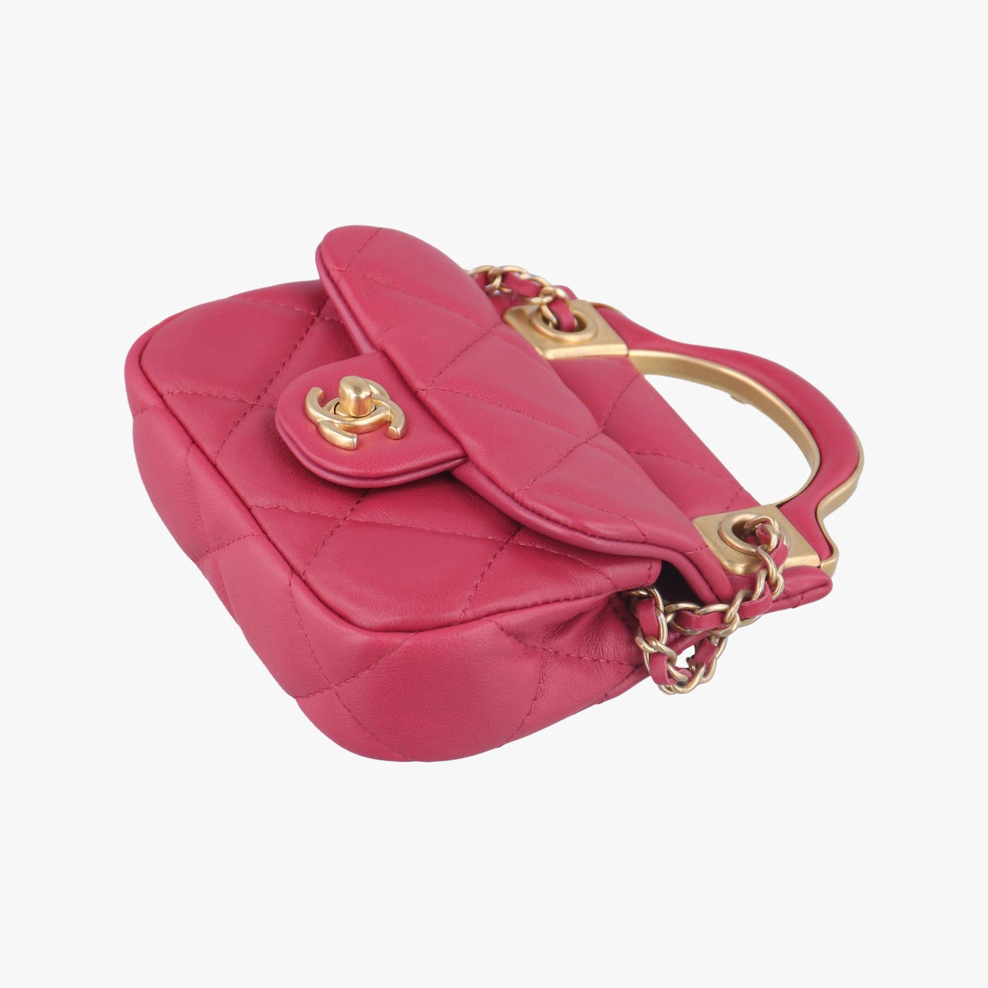 シャネル Chanel ショルダーバッグ レディース レディ ハンドル フラップ カード ホルダー ローズ レッド ラムスキン AP2271 31500062