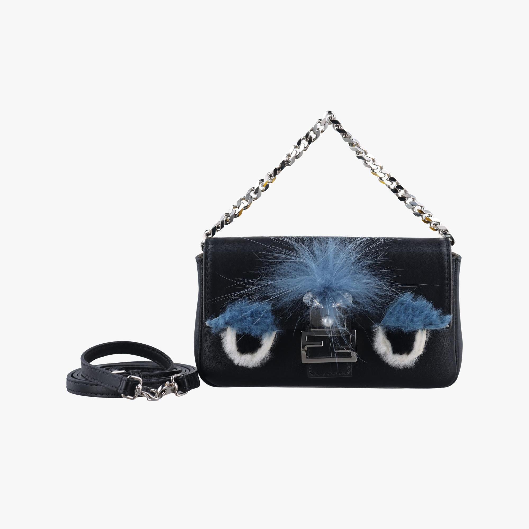 フェンディ Fendi ショルダーバッグ レディース モンスター マイクロバケット ブラック レザー 8M0354-3ZQ-159-9290