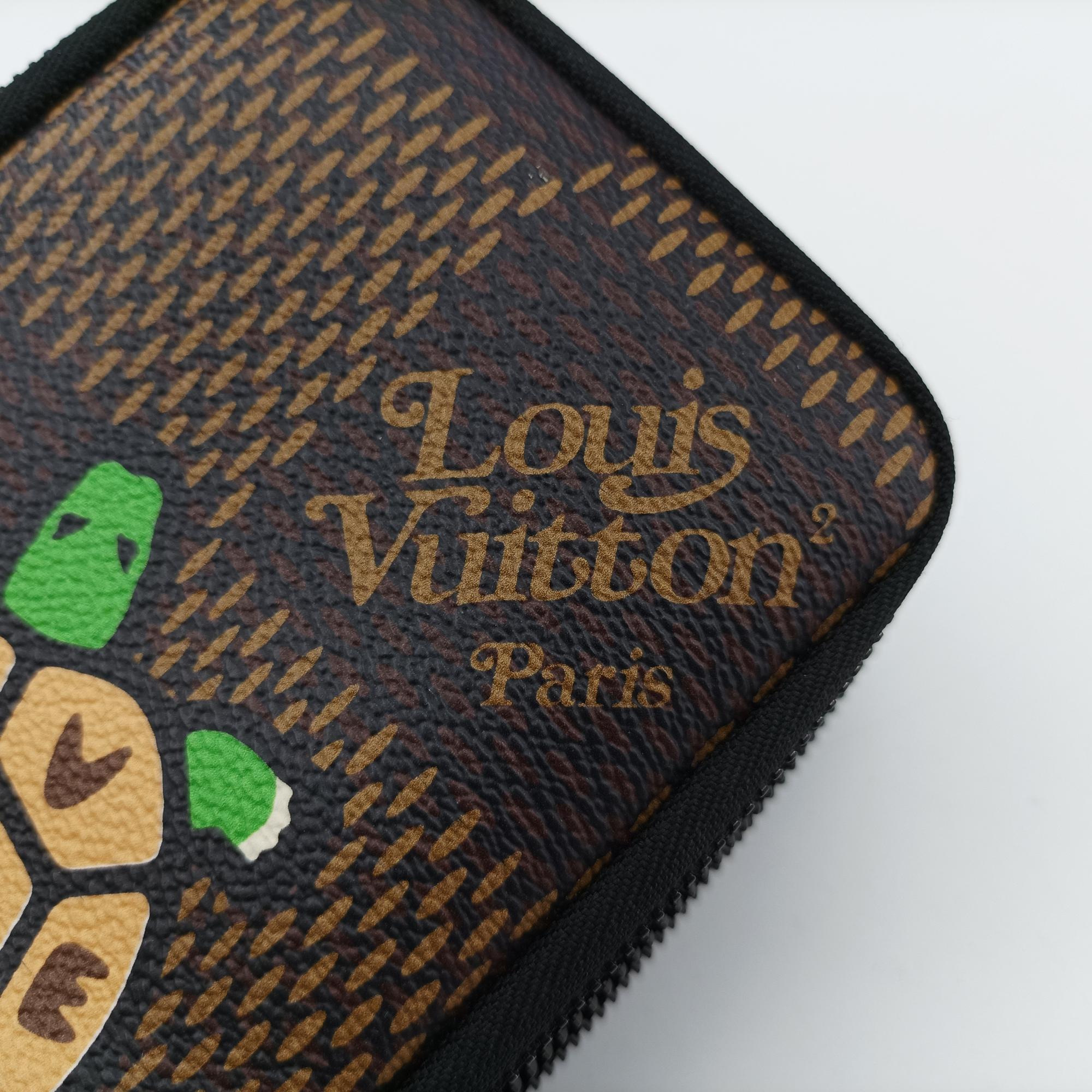 ルイヴィトン Louis Vuitton ショルダーバッグ レディース NIGOコラボ ダブルフォンポーチ マルチカラー ダミエ ジャイアント N40377 ICチップ