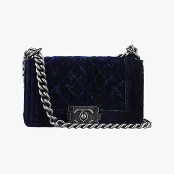 シャネル Chanel ショルダーバッグ レディース ボーイシャネル ブルー ベロア A67416 17119457