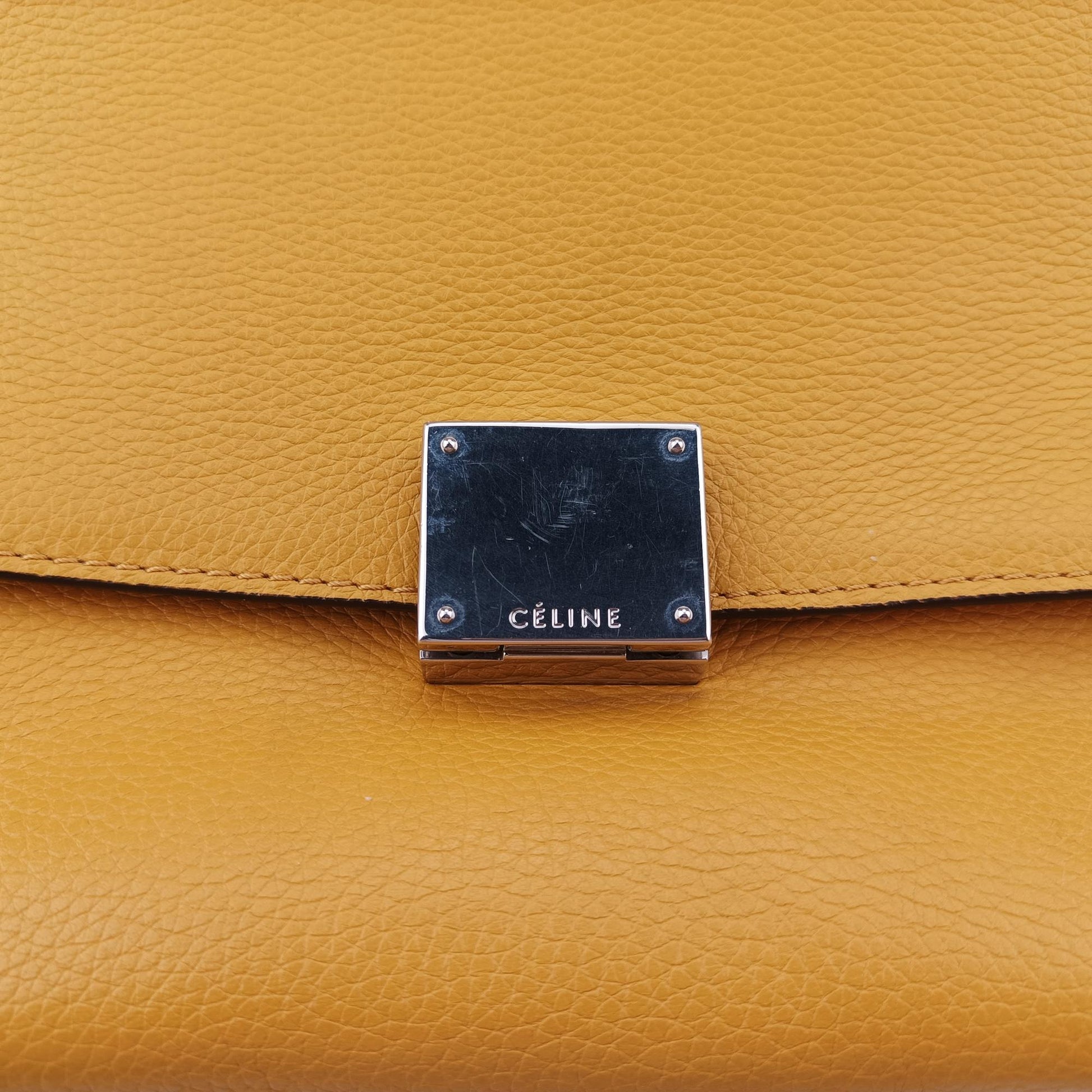 セリーヌ Celine ショルダーバッグ レディース トラペーズミディアム イエロー レザー×スエード U-GA-0124