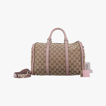 グッチ Gucci ボストンバッグ レディース シェリーライン カーキ ファブリック×レザー 247205 I014119880