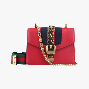 グッチ Gucci ショルダーバッグ レディース シルヴィ レッド レザー 431666 F020550008