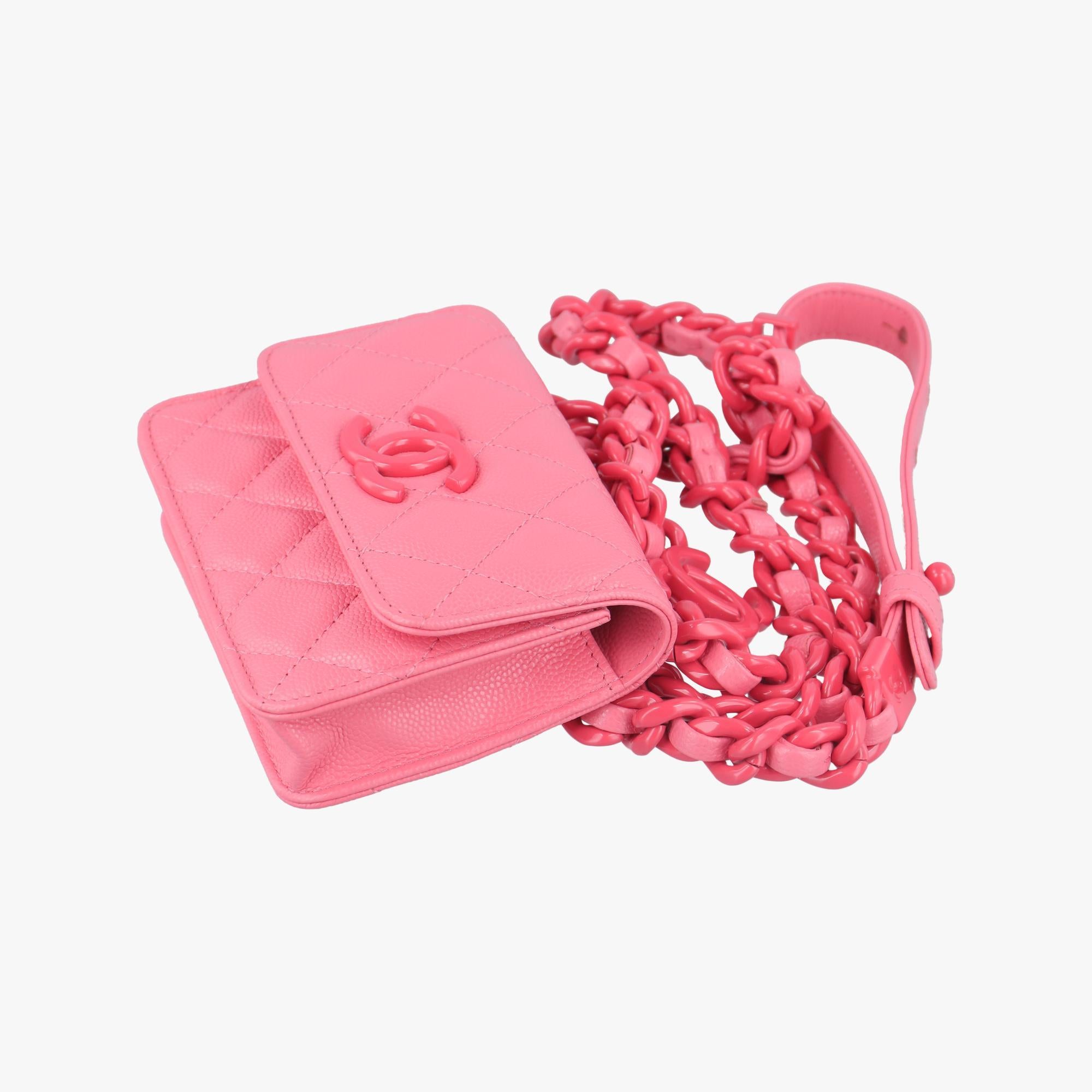 シャネルChanelマトラッセ ミニ トレンディCC ピンク キャビアスキン