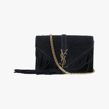 イヴサンローラン Yves saint Laurent ショルダーバッグ レディース モノグラム エンベロープ フリンジ ブラック スエード FLY403706.0715