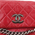 シャネル Chanel ショルダーバッグ レディース フロント チェーン シングル フラップ レッド レザー A67702 18025468