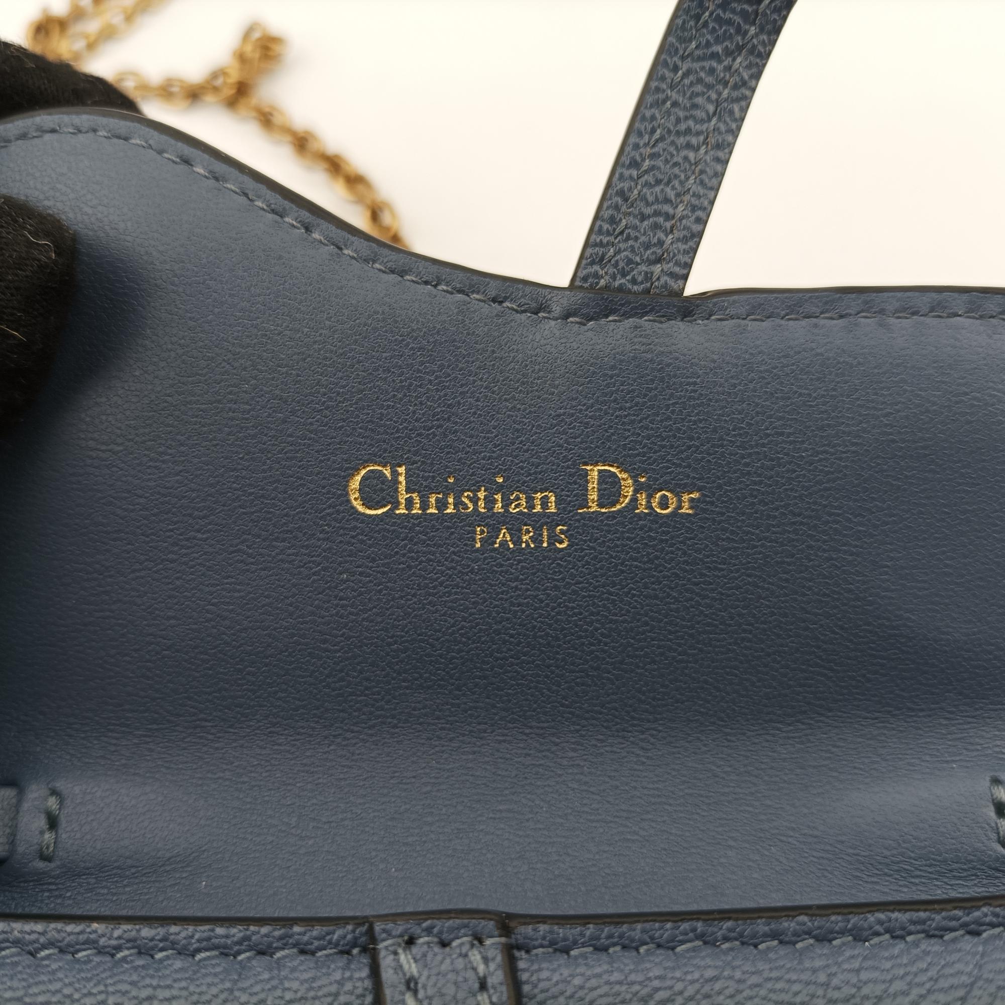 クリスチャンディオール Christian Dior ショルダーバッグ レディース サドル ブルー レザー 43-MA-1200