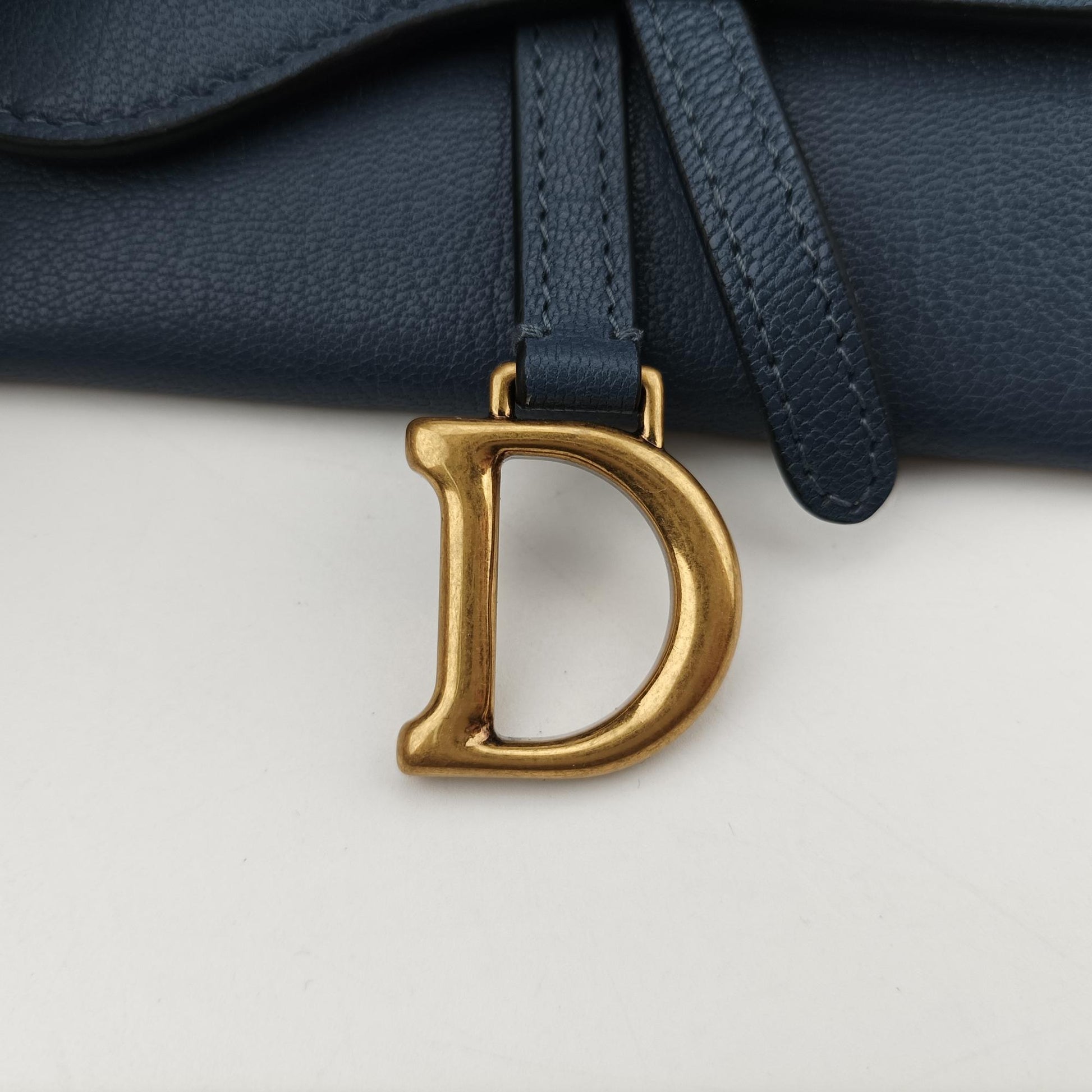 クリスチャンディオール Christian Dior ショルダーバッグ レディース サドル ブルー レザー 43-MA-1200