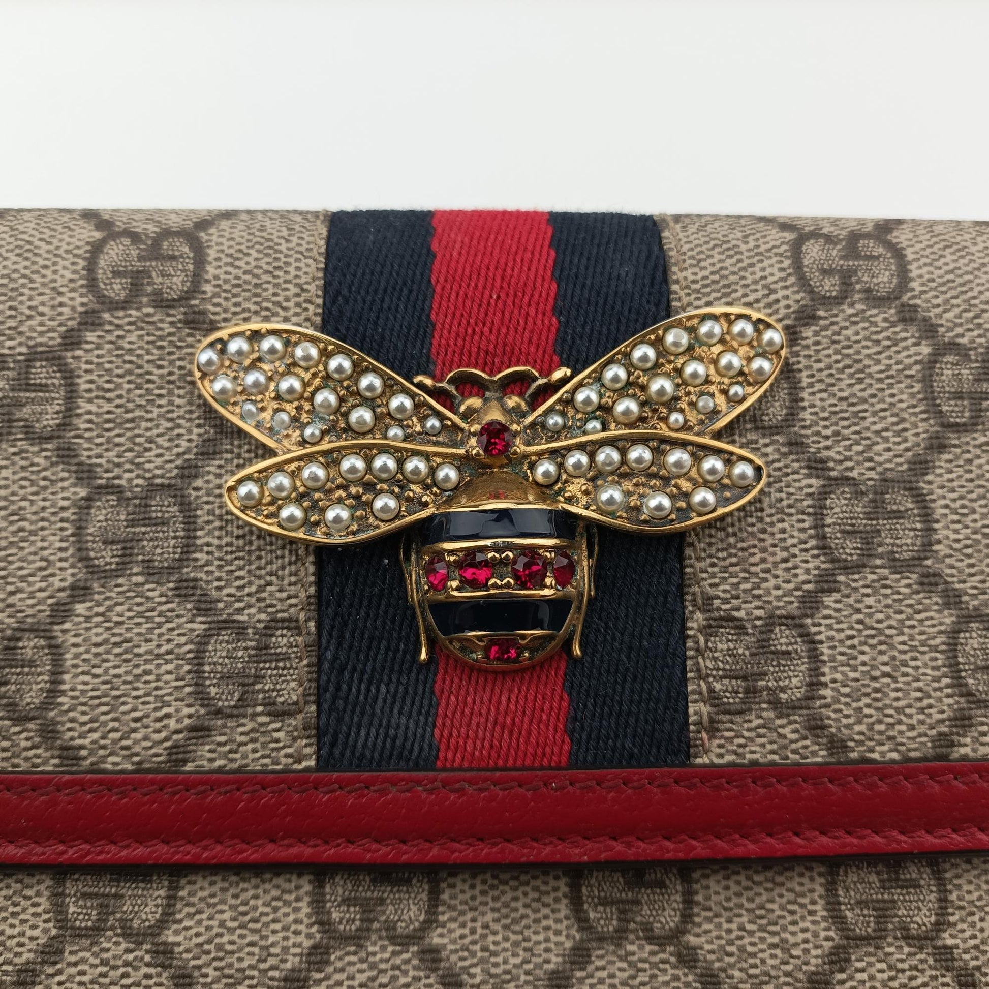 グッチ Gucci ショルダーバッグ レディース クイーン マーガレット グレー PVCコーティングキャンバス×レザー 476079