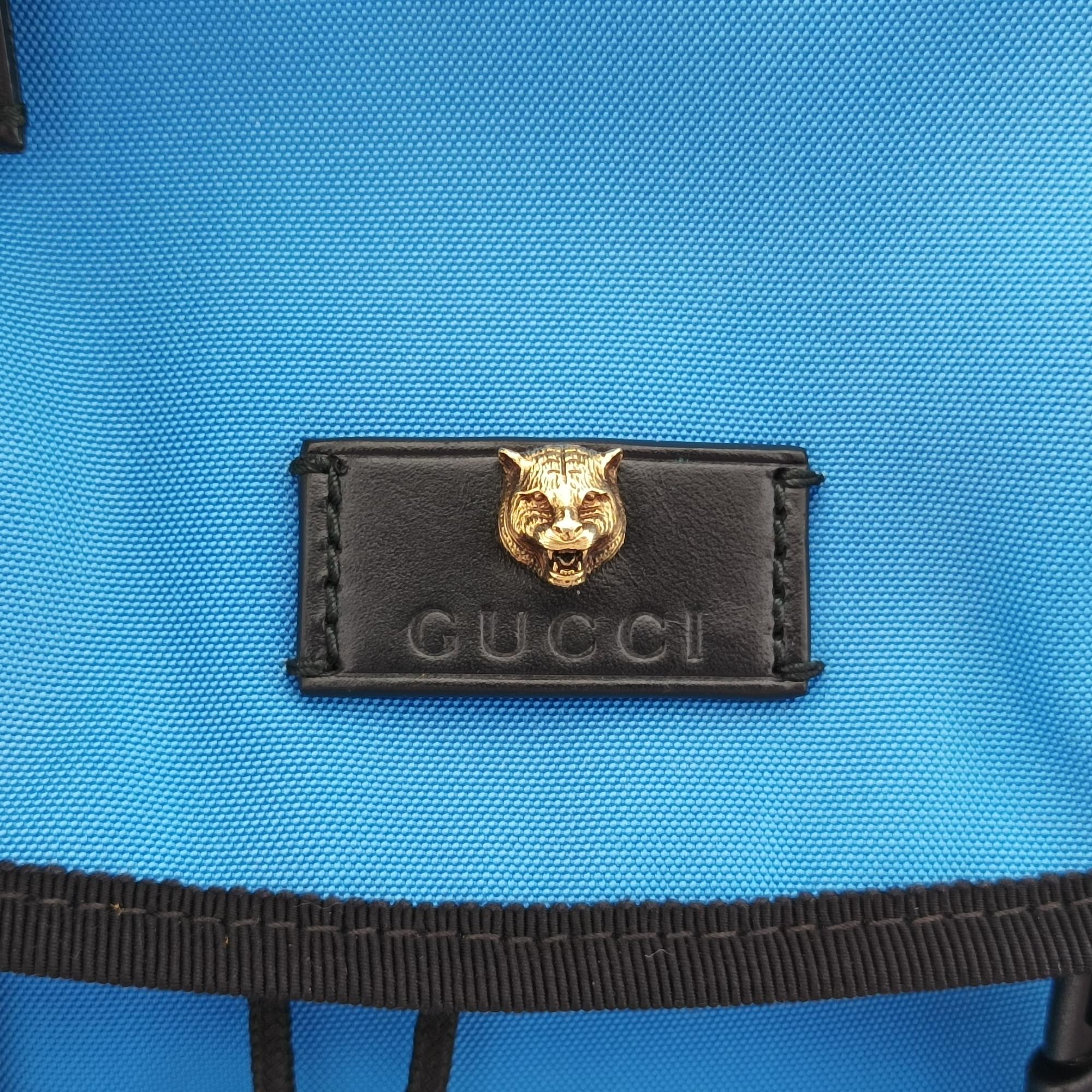 グッチ Gucci リュック/バックパック レディース シェリーライン タイガー バナナ ブルー ナイロン 429037 I025909842