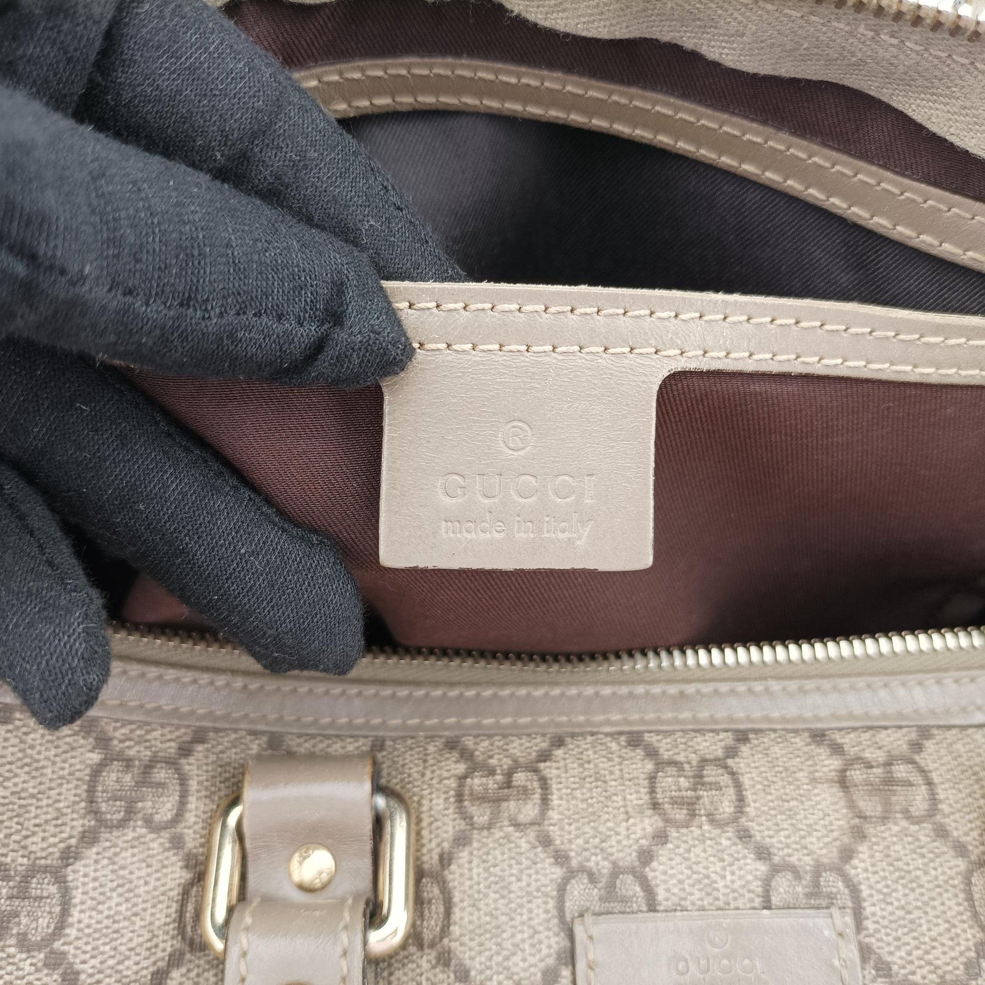 グッチ Gucci ボストンバッグ レディース GGプラス ジョイ GGスプリーム グレー PVCコーティングキャンバス×レザー 193603 A5586523