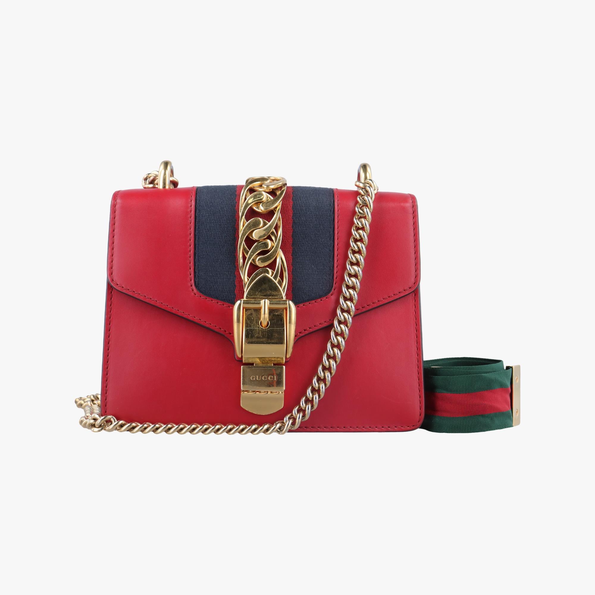 グッチ Gucci ショルダーバッグ レディース シルヴィ レッド レザー 431666 C021046468