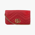 グッチ Gucci ショルダーバッグ レディース GGマーモント レッド レザー 488426