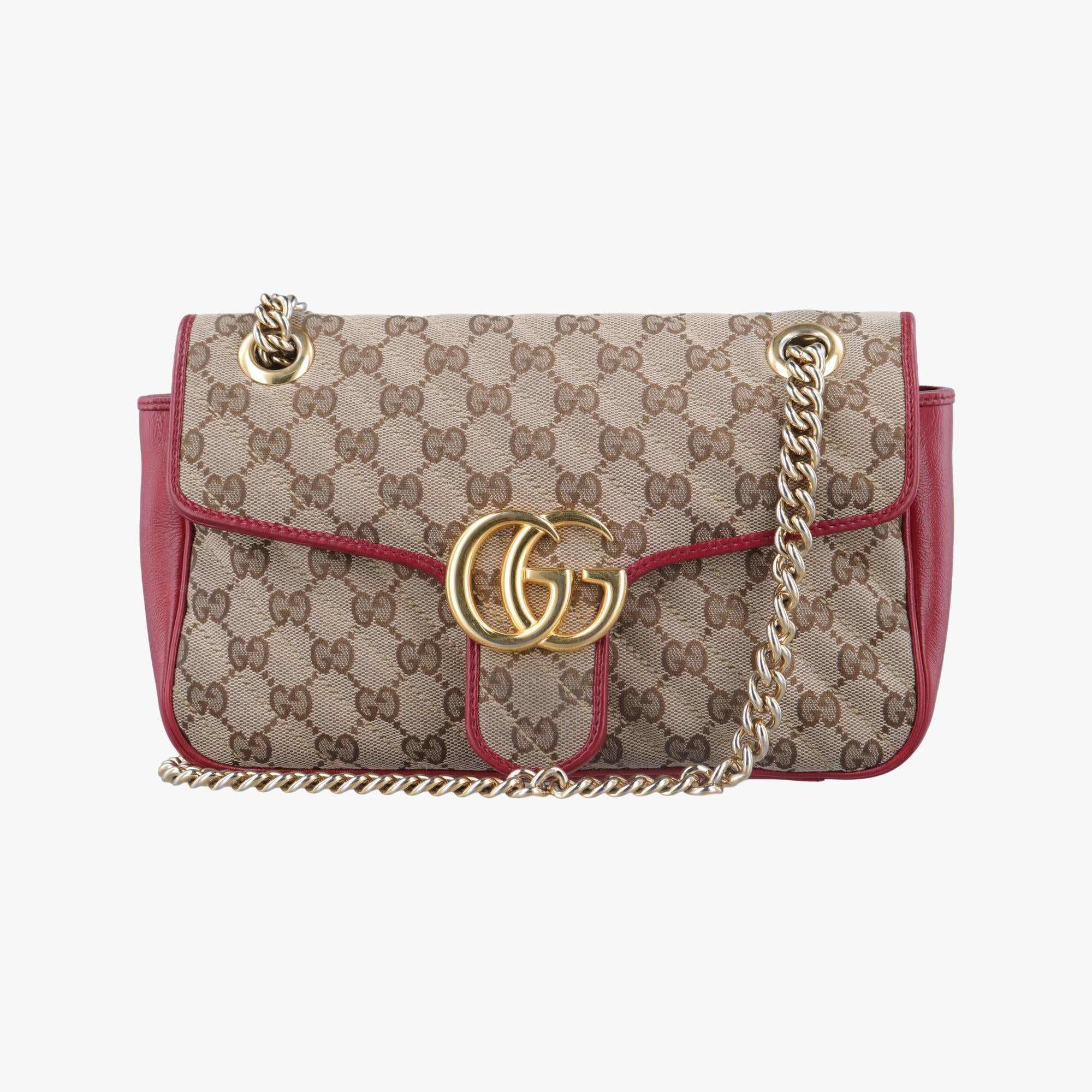 グッチ Gucci ショルダーバッグ レディース GGマーモント カーキ レザー×ファブリック 443497 D031473549