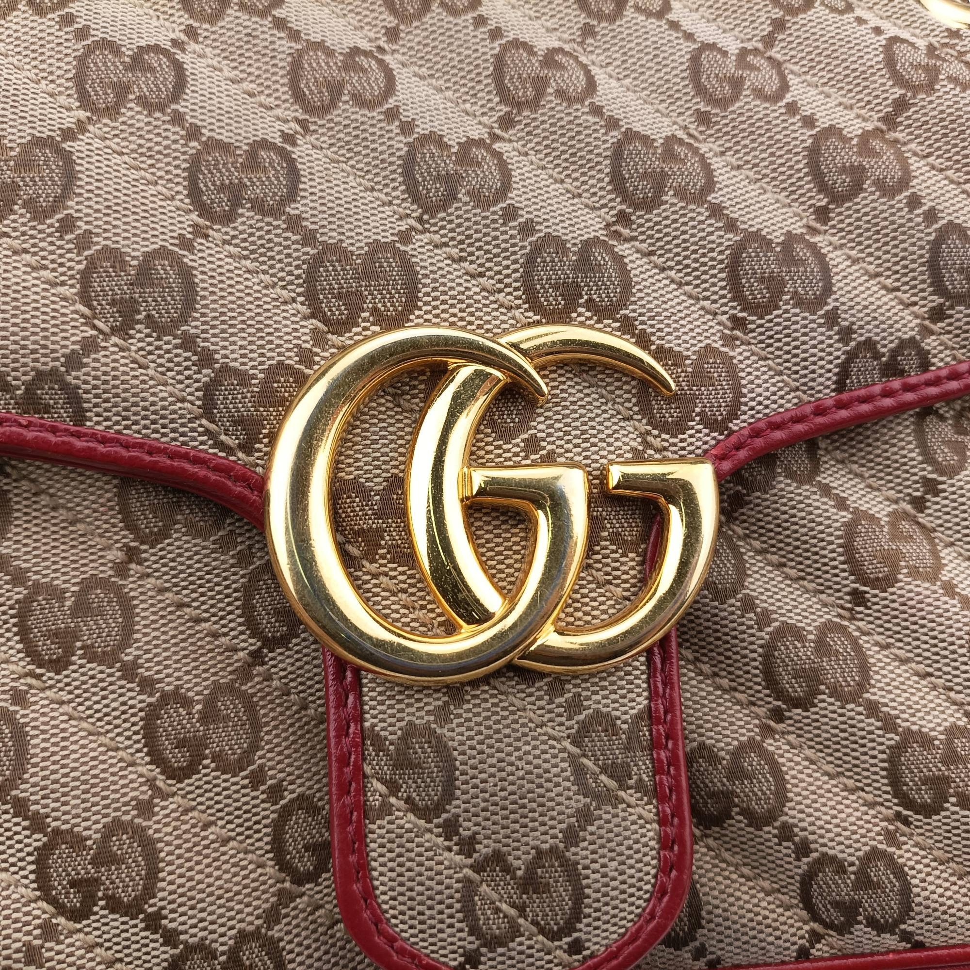 グッチ Gucci ショルダーバッグ レディース GGマーモント カーキ レザー×ファブリック 443497 D031473549