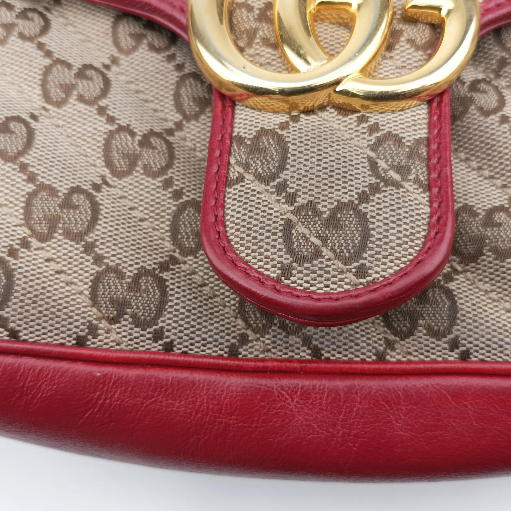 グッチ Gucci ショルダーバッグ レディース GGマーモント カーキ レザー×ファブリック 443497 D031473549