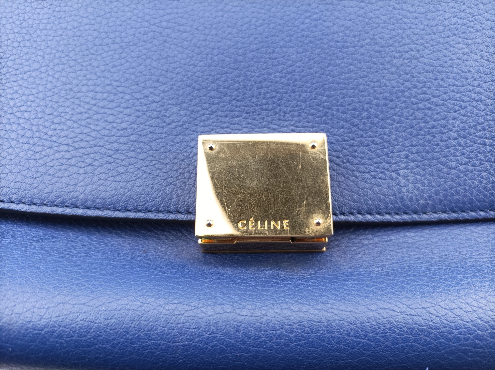 セリーヌ Celine ショルダーバッグ レディース トラペーズスモール ブルー スエード×レザー S-VP-4194 S-MM-5114