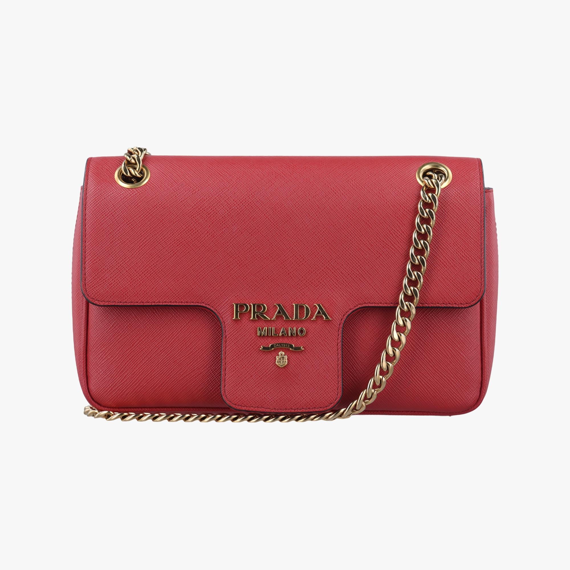 プラダ Prada ショルダーバッグ レディース パティーナ ダイアグラム レッド サフィアーノレザー 1BD193 203