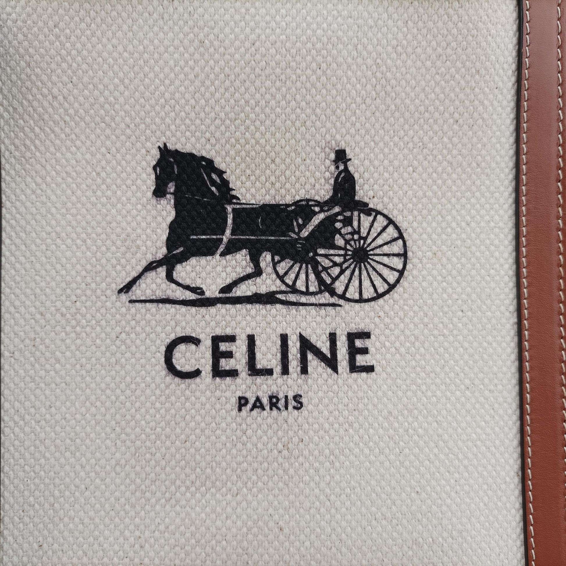 セリーヌ Celine ショルダーバッグ レディース ミニ バーティカル カバ ホワイト ファブリック×レザー S-LM-4260