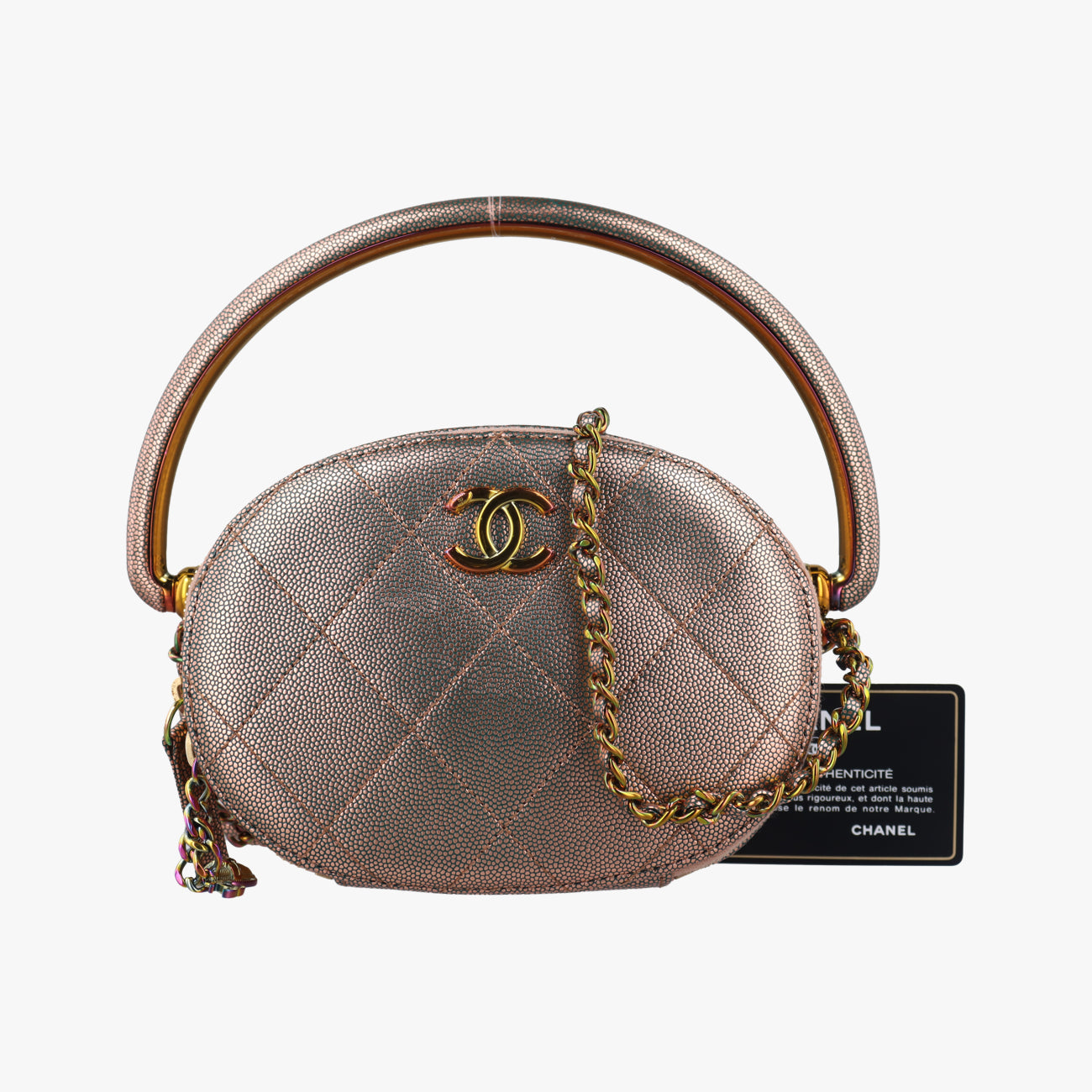 シャネル Chanel ショルダーバッグ レディース レインボー キルティング トップ ハンドル イブニング ゴールド キャビアスキン AS0764 28174899