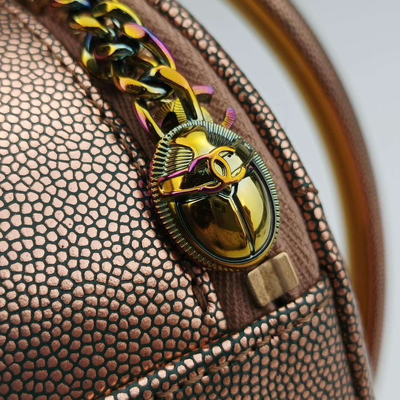 シャネル Chanel ショルダーバッグ レディース レインボー キルティング トップ ハンドル イブニング ゴールド キャビアスキン AS0764 28174899