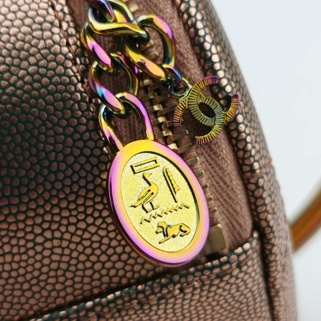 シャネル Chanel ショルダーバッグ レディース レインボー キルティング トップ ハンドル イブニング ゴールド キャビアスキン AS0764 28174899
