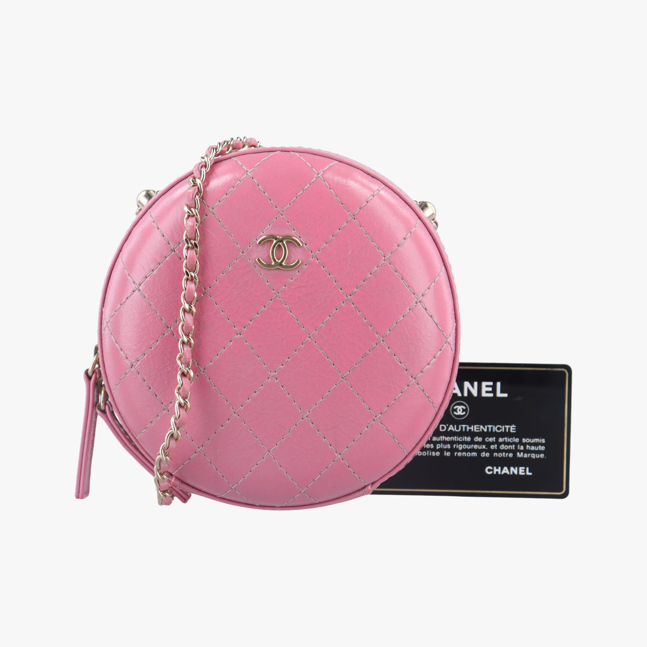 シャネル Chanel ショルダーバッグ レディース マトラッセ ラウンド ピンク ラムスキン AS0203 27147272