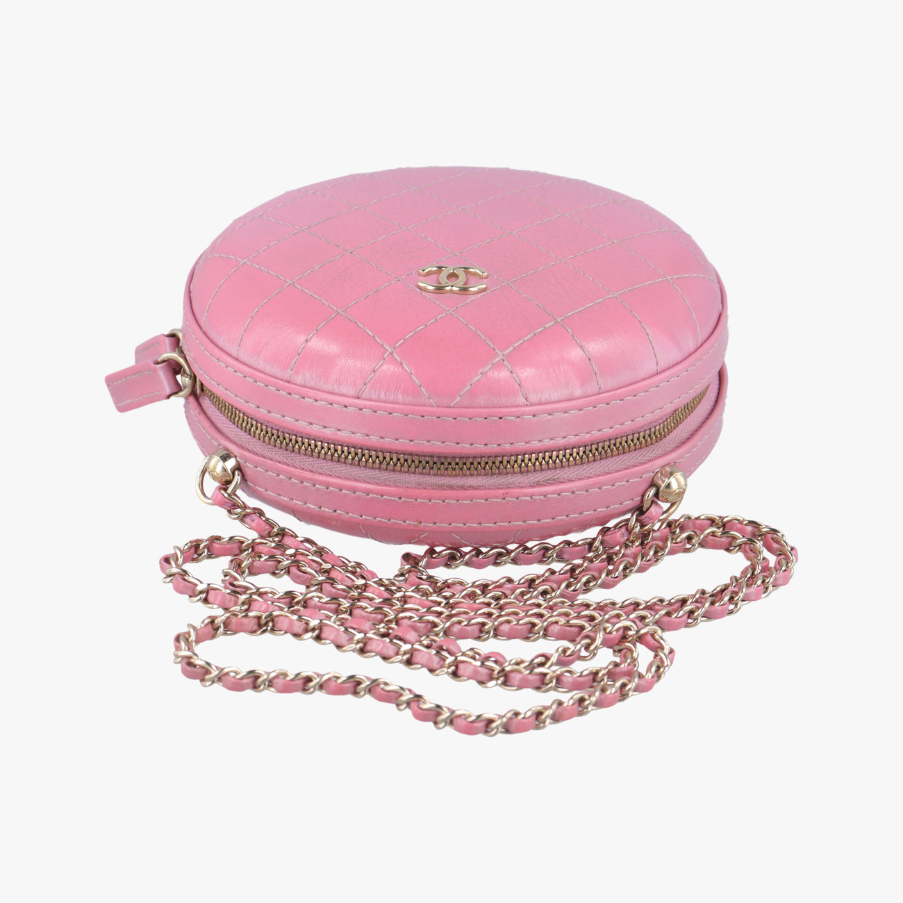 シャネル Chanel ショルダーバッグ レディース マトラッセ ラウンド ピンク ラムスキン AS0203 27147272