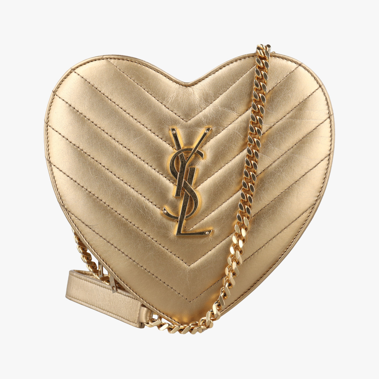 Love heart V stitch Golden Leather 446782 VLR446782.0716ラブハート Vステッチ ゴールド レザー 446782 VLR446782.0716