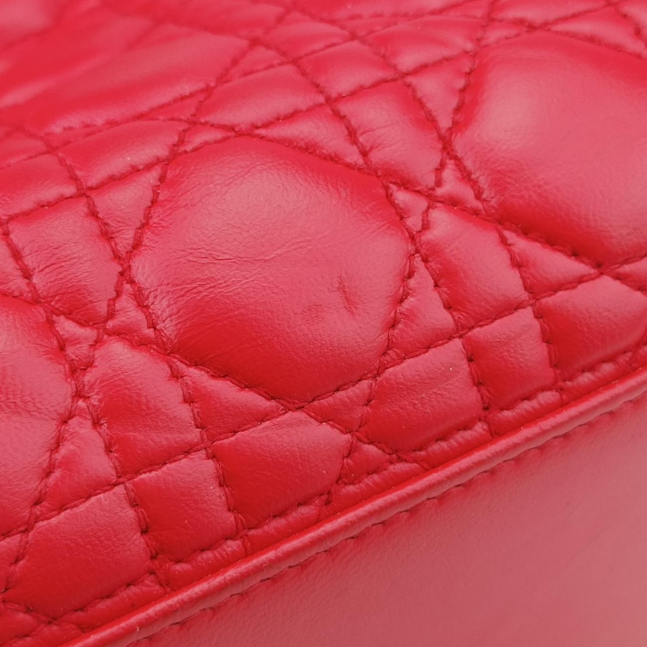 Lady Dior Red lambskin  16-BO-0113レディディオール レッド ラムスキン  16-BO-0113