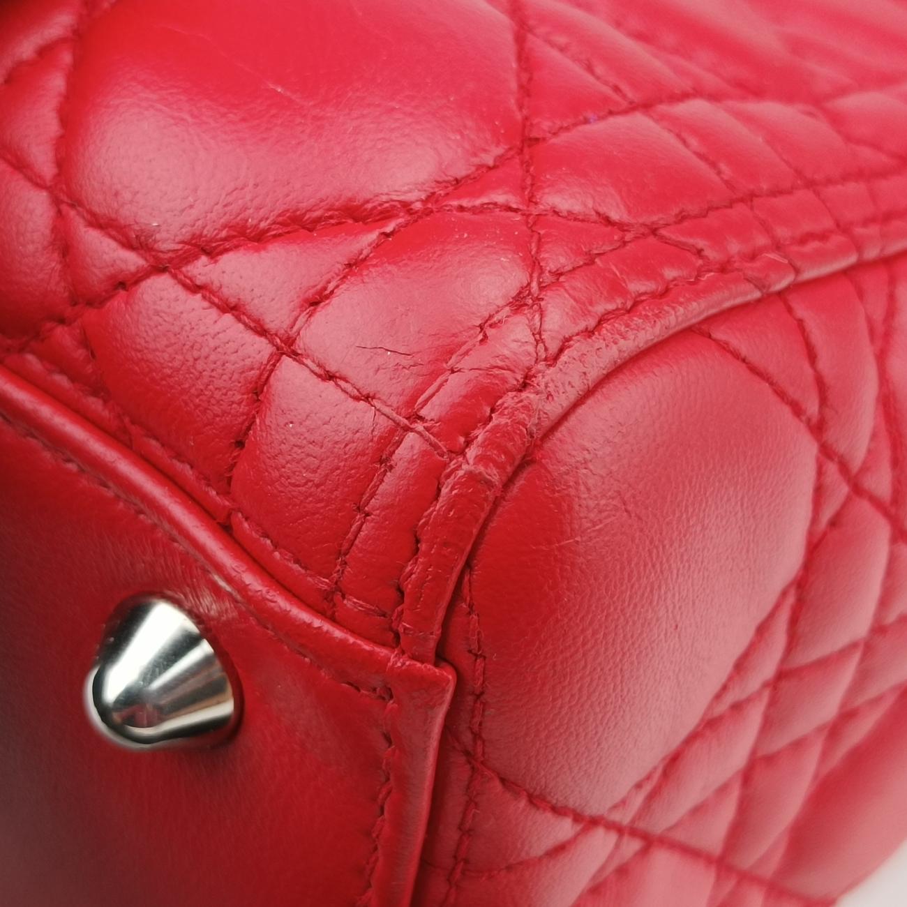 Lady Dior Red lambskin  16-BO-0113レディディオール レッド ラムスキン  16-BO-0113