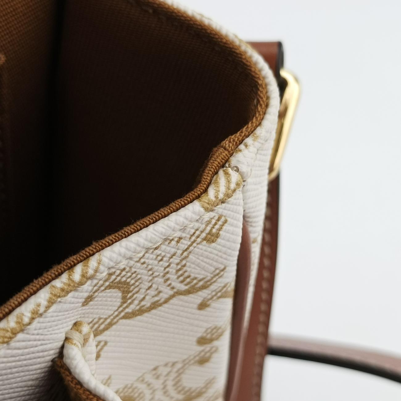 FOLCO Triomphe White×brown PVC coated canvas  U-CU-0241ファルコ トリオンフ ホワイト×ブラウン PVCコーティングキャンバス  U-CU-0241