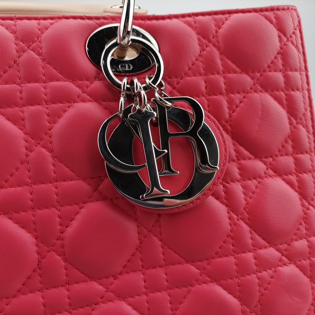 Lady Dior Red x beige lambskin  15-BO-0113レディディオール レッド x ベージュ ラムスキン  15-BO-0113