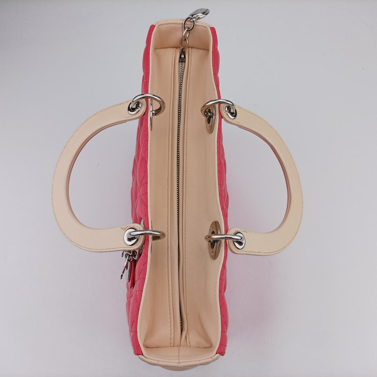 Lady Dior Red x beige lambskin  15-BO-0113レディディオール レッド x ベージュ ラムスキン  15-BO-0113