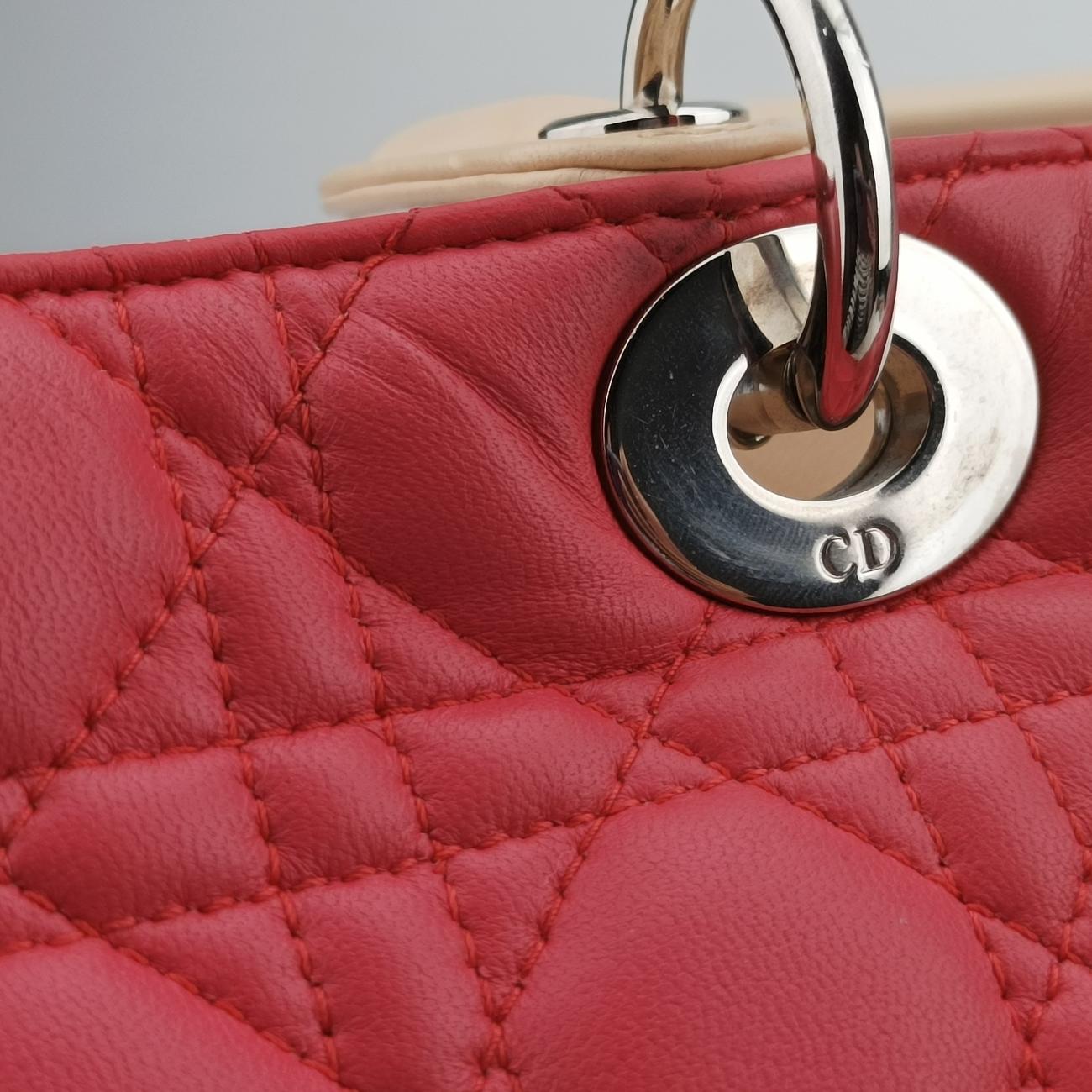 Lady Dior Red x beige lambskin  15-BO-0113レディディオール レッド x ベージュ ラムスキン  15-BO-0113