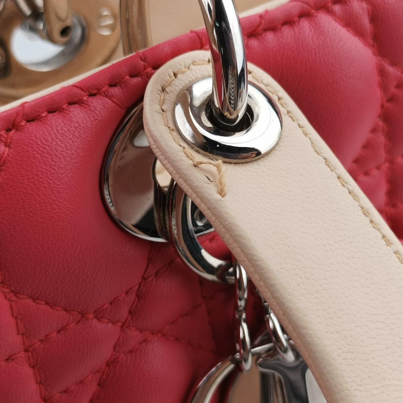 Lady Dior Red x beige lambskin  15-BO-0113レディディオール レッド x ベージュ ラムスキン  15-BO-0113
