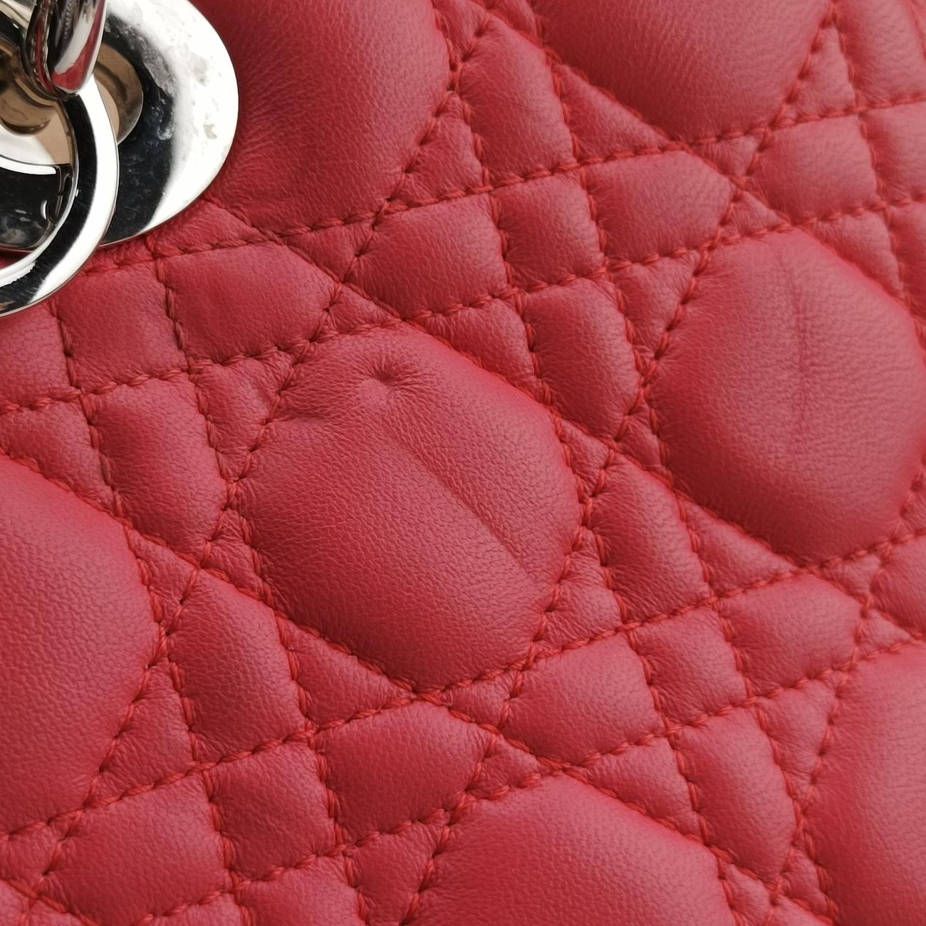 Lady Dior Red x beige lambskin  15-BO-0113レディディオール レッド x ベージュ ラムスキン  15-BO-0113