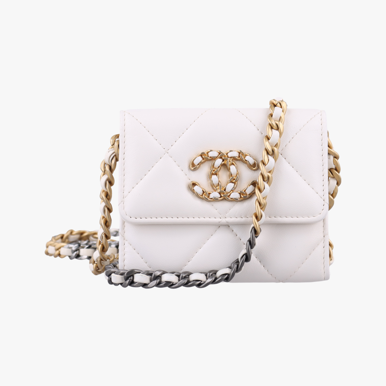 CHANEL 19 Flap Coin Purse White lambskin AP1787 30568493マトラッセ シャネル 19 フラップ コインパース ホワイト ラムスキン AP1787 30568493