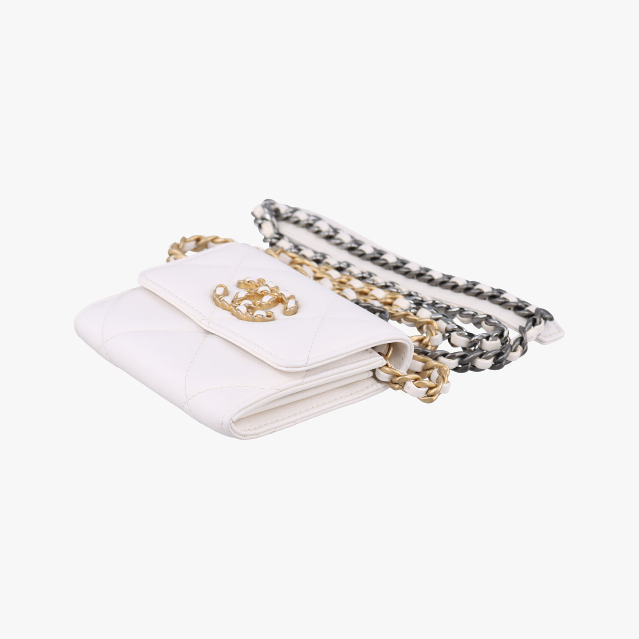 CHANEL 19 Flap Coin Purse White lambskin AP1787 30568493マトラッセ シャネル 19 フラップ コインパース ホワイト ラムスキン AP1787 30568493
