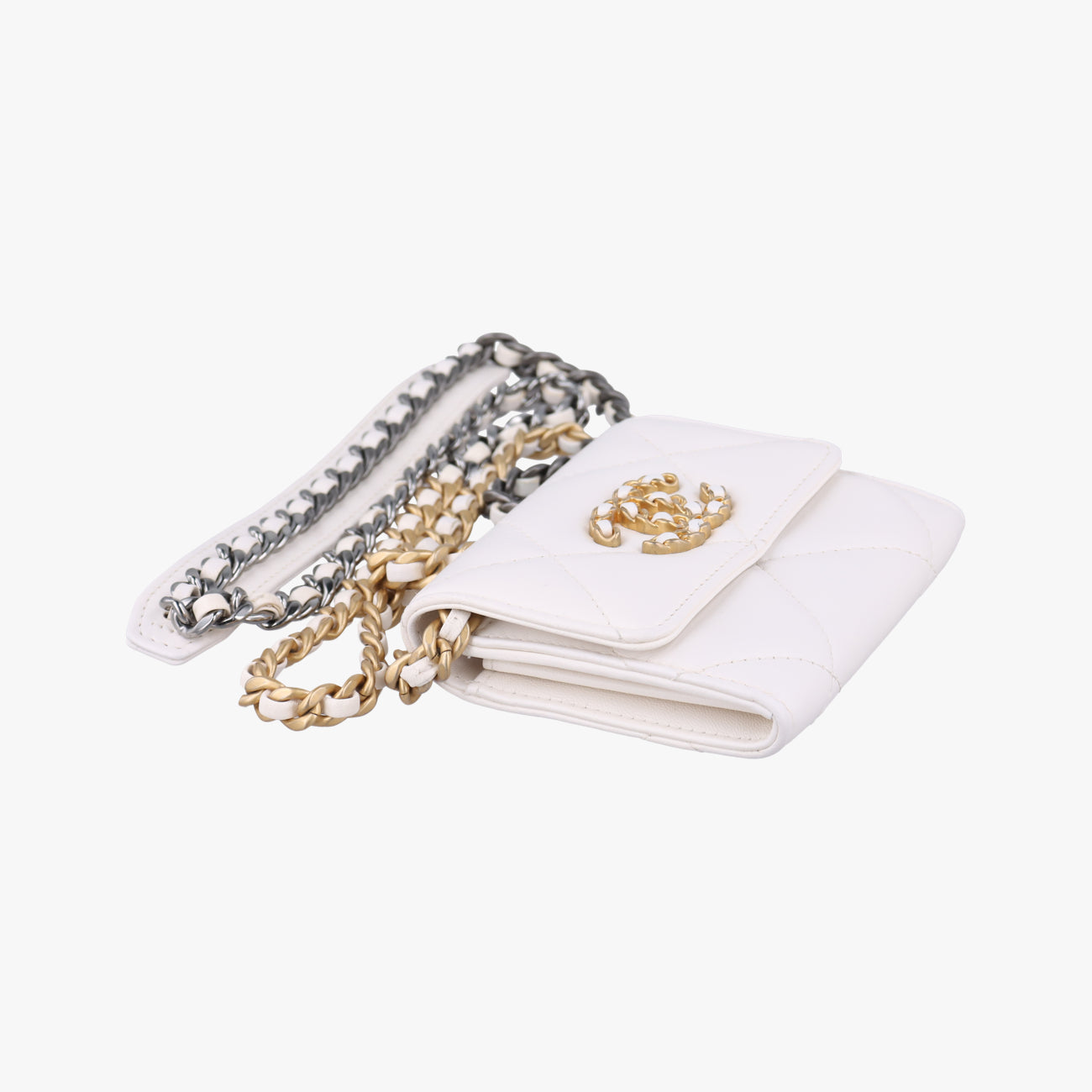 CHANEL 19 Flap Coin Purse White lambskin AP1787 30568493マトラッセ シャネル 19 フラップ コインパース ホワイト ラムスキン AP1787 30568493