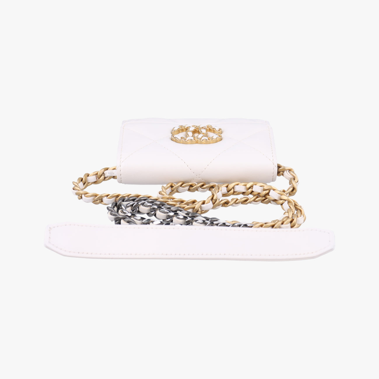 CHANEL 19 Flap Coin Purse White lambskin AP1787 30568493マトラッセ シャネル 19 フラップ コインパース ホワイト ラムスキン AP1787 30568493