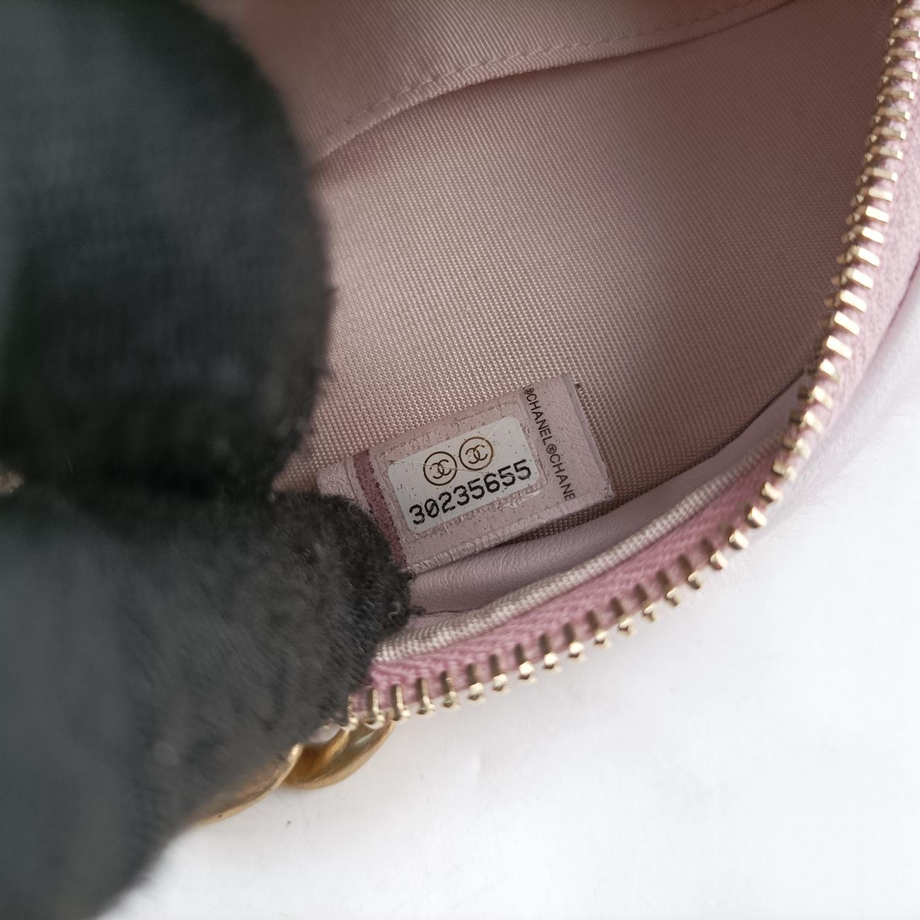CHANEL 19 Round Pink Leather × wool AP0945 30235655シャネル19ラウンド ピンク レザー×ウール AP0945 30235655