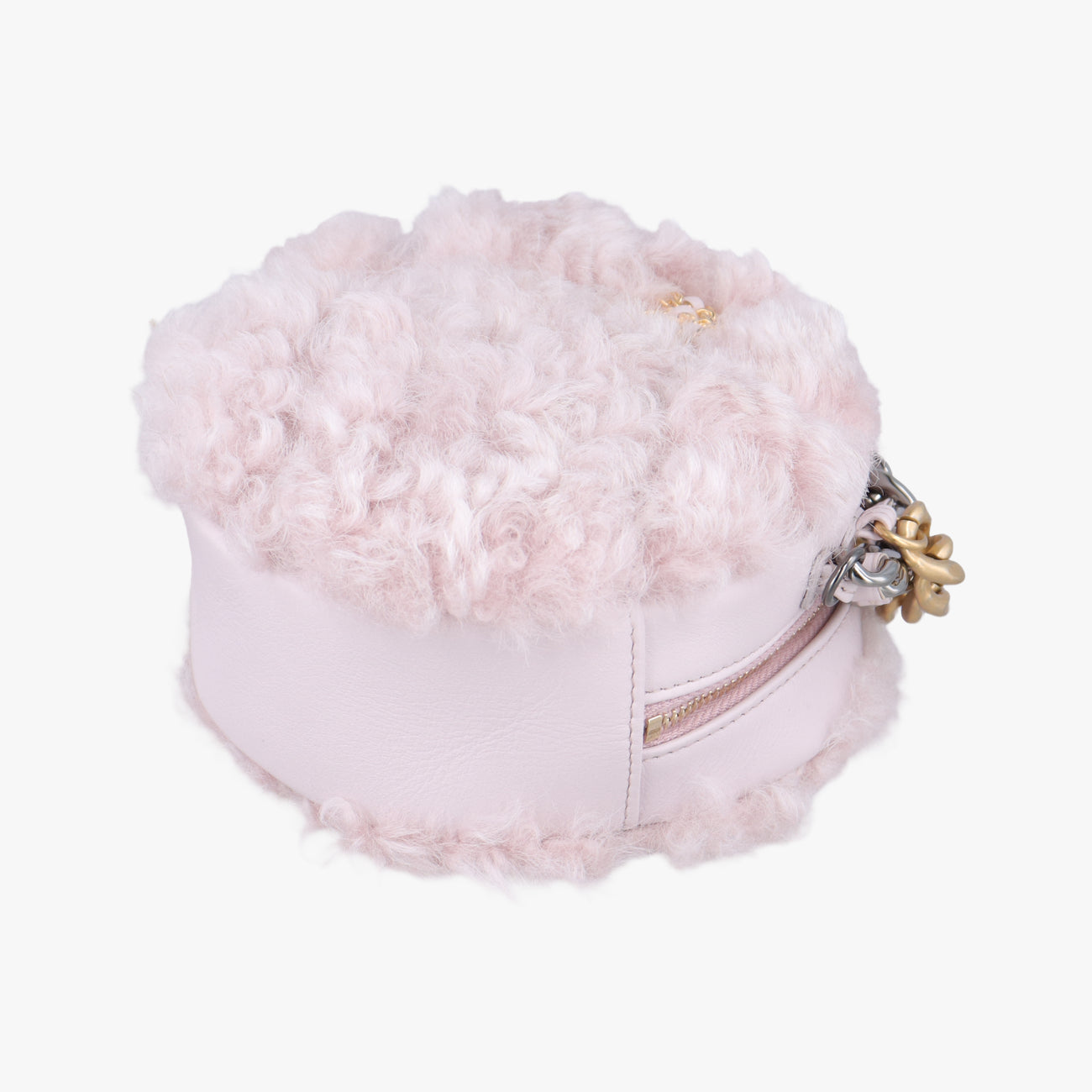 CHANEL 19 Round Pink Leather × wool AP0945 30235655シャネル19ラウンド ピンク レザー×ウール AP0945 30235655