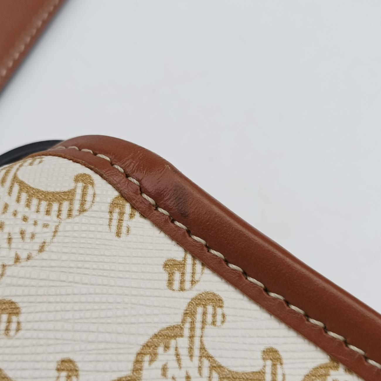 Triomphe Mini Besace White×brown PVC coated canvas  F-CU-1291ミニ ブザス トリオンフ ホワイト×ブラウン PVCコーティングキャンバス  F-CU-1291