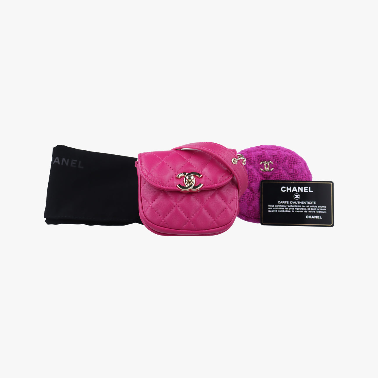 CC Waist Coin Purse Purple lambskin×fabric AP0743 29000495マトラッセ ウエスト コインパース パープル ラムスキン×ファブリック AP0743 29000495